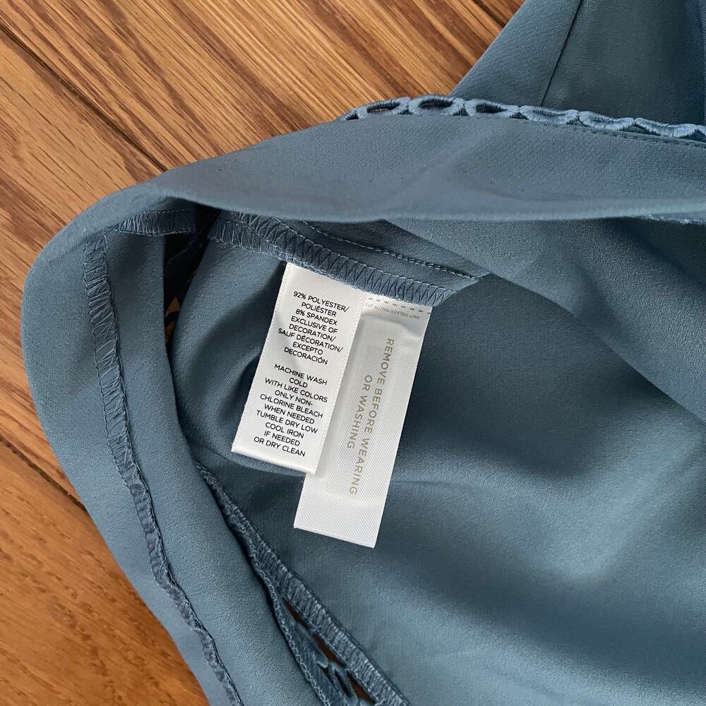 Ann Taylor Loft Women’s 2 Lacy A-Line Dress Blue Sleeveless Casual Basic - Picture 4 of 9